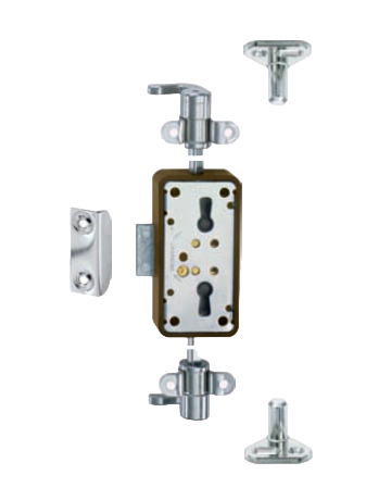 Drehstangen-Schloss PVC braun 7052/15-20 Zuhaltung 8 X 6 mm für 6 mm Stg. - JuNie