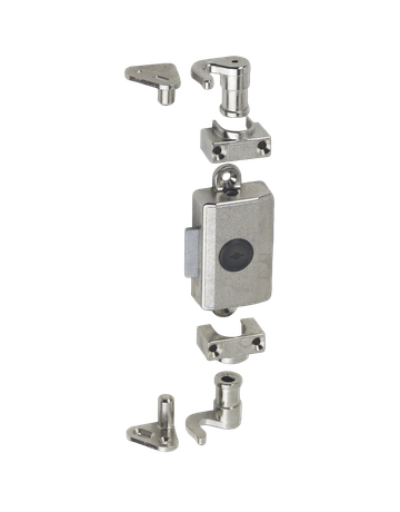 System Drehstangen Schloss vernickelt 7581/25 ohne Schliesseinsatz für 6 mm Stg. - JuNie