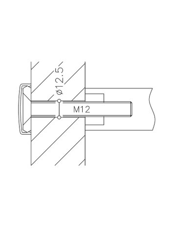 Befestigungspunkt durchgängig mit abdeck gerade MS 1.2A.32 Holz-/Metallt. 43-52 Edelstahl - Normbau