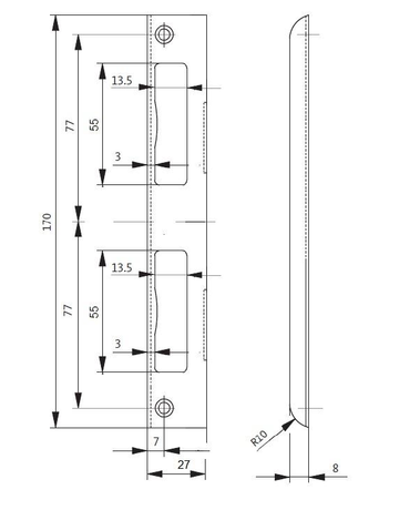 JW Schließblech standard silber für VZ 6 SB 170 ni-si mit Loch 2-T - JELD-WEN - 3