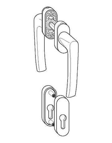 FTT-Griffgarnitur,PZ, N9,7 RotoLine,Aluminium,verkehrsweiß