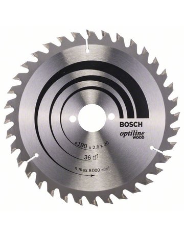 HM-Kreissägeblatt 190x2,6/1,6x30 36Z WZ Bos VE à 1 Stück Optiline Wood BOSCH
