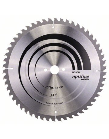 HM-Kreissägeblatt 350x3,5/2,5x30 54Z WBosch VE à 1 Stück OptilineWood für Tischsäg