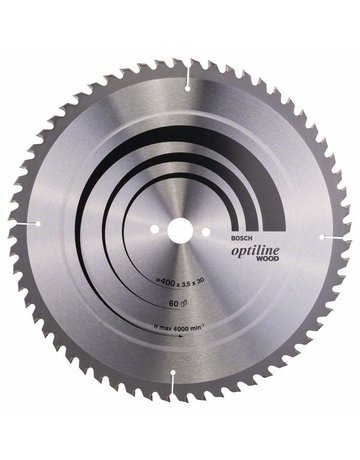 HM-Kreissägeblatt 400x3,5/2,5x30 60Z WBosch VE à 1 Stück OptilineWood für Tischsäg