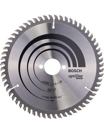 Bild HM-Kreissägeblatt 190x2,6/1,6x30 60Z WZ Bos VE à 1 Stück Optiline Wood BOSCH-0
