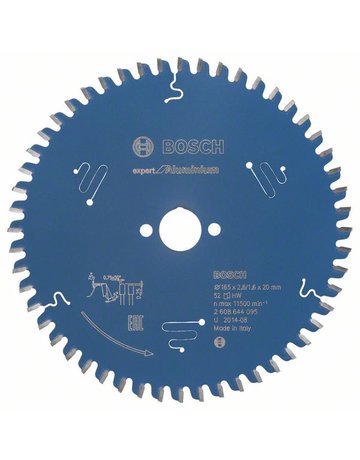 HM-Kreissägeblatt 165x2,6/1,6x20 52Z Bos ch VE à 1 Stück Expert for Aluminium - BOSCH