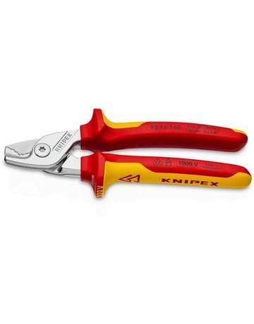 Bild Kabelschere VDE mit Mehrkomponetnen-Grif fen 160mm schlanke Kopfform KNIPEX-0