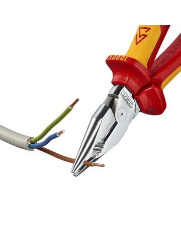 Bild Spitz-Kombinationszange VDE verchromt mi t Mehrkomponenten-Griffen 185mm KNIPEX-8