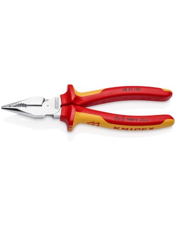 Bild Spitz-Kombinationszange VDE verchromt mi t Mehrkomponenten-Griffen 185mm KNIPEX-0