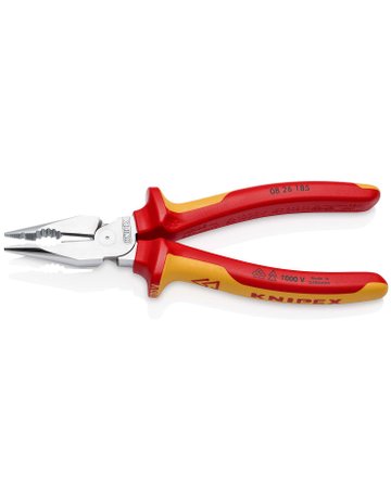 Bild Spitz-Kombinationszange VDE verchromt mi t Mehrkomponenten-Griffen 185mm KNIPEX-1