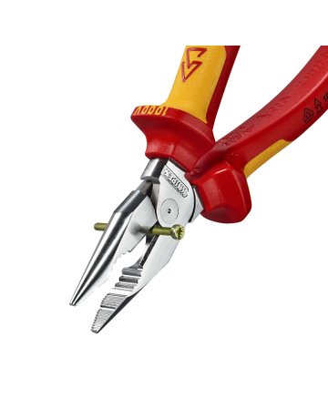 Bild Spitz-Kombinationszange VDE verchromt mi t Mehrkomponenten-Griffen 185mm KNIPEX-9