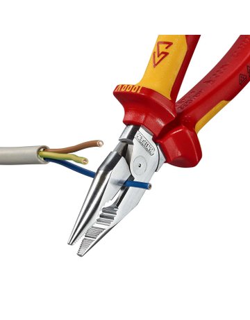 Bild Spitz-Kombinationszange VDE verchromt mi t Mehrkomponenten-Griffen 185mm KNIPEX-6
