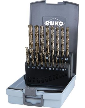 Bild Spiralbohrer-Satz DIN338 HSS-Co5 D.1-10m m 0,5mm stg. Ku-Kassette 19tlg. RUKO-0