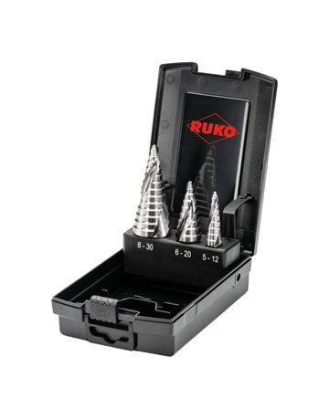 Bild Stufenbohrer-Set WN HSS 3-tlg in Rosebox FLOWSTEP RUKO-0