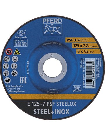 Schruppscheibe gekröpft PSFSTEELOX 125x7 mm PFERD