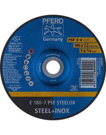 Schruppscheibe gekröpft PSFSTEELOX 180x7 mm PFERD