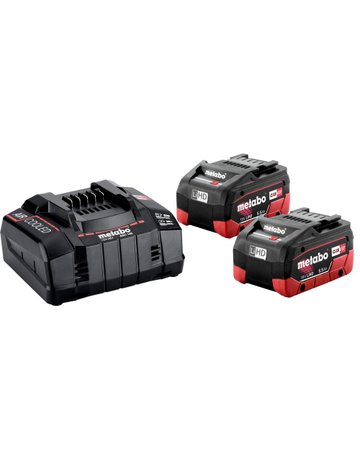 Akku-Starter Set LiHD 18,0 V 2 x 5,5 Ah Metabo Ladegerät ASC 145 metaBOX