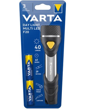 LED Taschenlampe Day Light Multi F20 inkl. 2 Batterien Longlife Power AA - VARTA