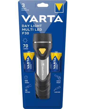 LED Taschenlampe Day Light Multi F30 inkl. 2 Batterien Longline Power D - VARTA