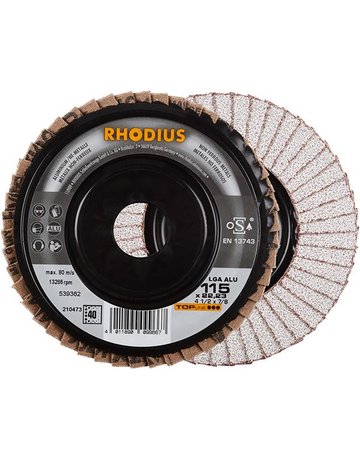 Lamellenschleifscheibe LGA ALU 115mm K 4 0 Rhodius