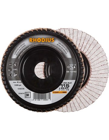 Lamellenschleifscheibe LGA ALU 115mm K 6 0 Rhodius