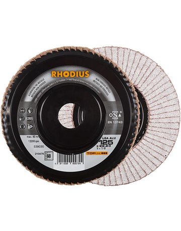 Lamellenschleifscheibe LGA ALU 125mm K 6 0 Rhodius