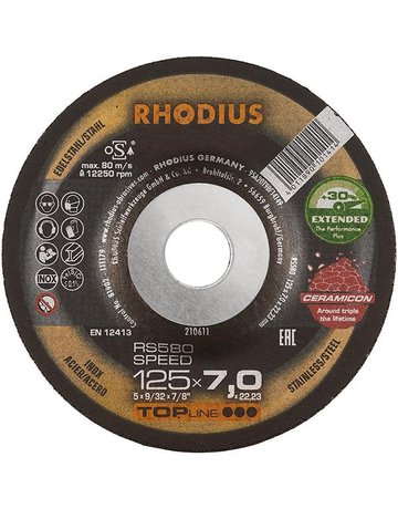 Schruppscheibe RS 580 SPEED EXTENDED 125 x 7,0 x 22,23 mm Rhodius