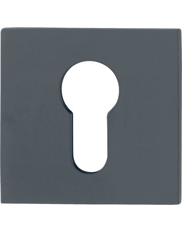 HOPPE Schlüsselrosettenpaar E848NS, außen/innen, eckig, mit Stütznocken, Profilzylinder gelocht, 2mm, Türstärke min. 35mm, Türstärke maximal 45mm, schwarz matt
