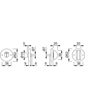 Bild Schlüsselrosettenpaar 42KVS rund,WC/SS (8),9mm,TS 37-42,F9714M - HOPPE-1