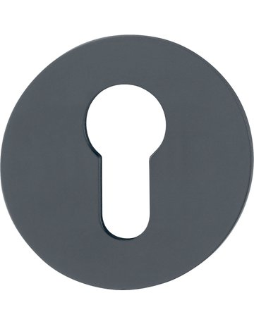 HOPPE Schlüsselrosettenpaar E849NS, außen/innen, rund, mit Stütznocken, Profilzylinder gelocht, 2mm, Türstärke min. 35mm, Türstärke maximal 45mm, schwarz matt