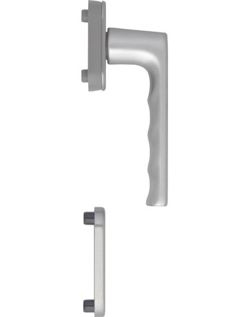 Fenstertür- Halbgarnitur, Profilzylinder gelocht, Hamburg 0700/U26/49PNS, Nockendurchmesser 10, Aluminium edelstahloptik matt - HOPPE