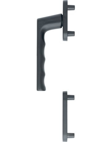 Fenstertür- Halbgarnitur, Profilzylinder gelocht, Hamburg 0700FA/66N/66NS, Nockendurchmesser 10, Aluminium schwarz matt - HOPPE