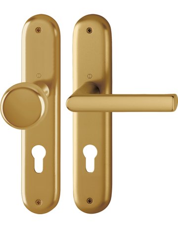HOPPE Wechselgarnitur Hamburg 53/273P/1700, Langschild, oval, Profilzylinder gelocht, Entfernung 72mm, Vierkant 8mm, Türstärke 35 - 45mm, Befestigungstechnik ohne Stütznocken, braun, bronzefarbig, eloxiert