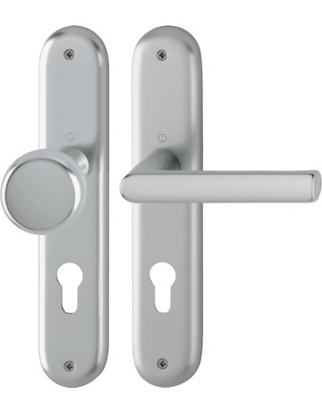 HOPPE Wechselgarnitur Hamburg 53/273P/1700, Langschild, oval, Profilzylinder gelocht, Entfernung 72mm, Vierkant 8mm, Türstärke 35 - 45mm, Befestigungstechnik ohne Stütznocken, grau, stahlfarbig, eloxiert