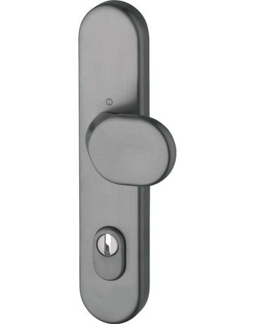 HOPPE Sicherheits-Halbgarnitur M86G/3332ZA, Langschild oval, 15mm, ES 1, mit Zylinderabdeckung, Profilzylinder gelocht, Entfernung 92mm, Vierkant 10mm, Türstärke 67-72mm, anthrazitfarben satiniert-Resista®