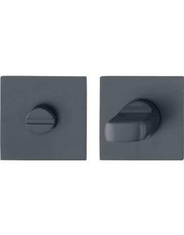 HOPPE Schlüsselrosettenpaar E848NS, außen/innen, eckig, mit Stütznocken, WC Schlitzkopf, 2mm, Türstärke min. 37mm, Türstärke maximal 45mm, schwarz matt