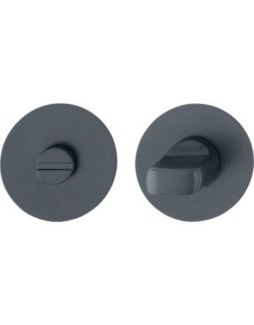 HOPPE Schlüsselrosettenpaar E849NS, außen/innen, rund, mit Stütznocken, WC Schlitzkopf, 2mm, Türstärke min. 37mm, Türstärke maximal 45mm, schwarz matt