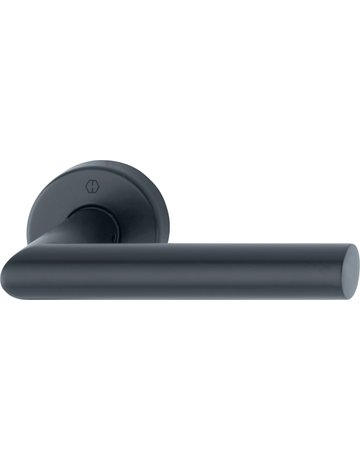 HOPPE Halbgarnitur Amsterdam E1400Z/42H, ohne Schlüsselrosette, Vierkant 10mm, DIN Links-Rechts, Befestigungstechnik mit Stütznocken, schwarz, schwarz matt