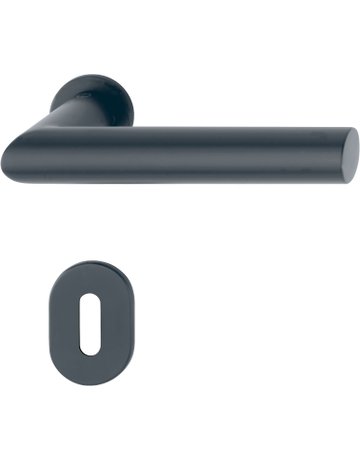 HOPPE Drückergarnitur Amsterdam E1400Z/868P/869PS-SK, Rosette, Buntbart gelocht, Vierkant 8mm, DIN Links-Rechts, TS 40 - 50mm, Befestigungstechnik ohne Stütznocken, schwarz, schwarz matt