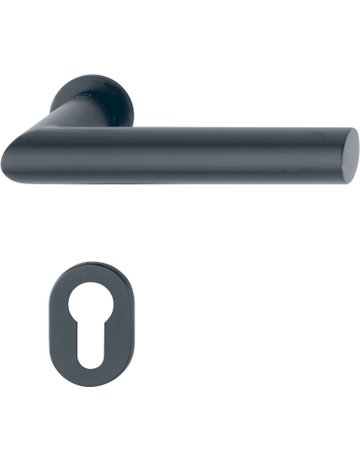 HOPPE Drückergarnitur Amsterdam E1400Z/868P/869PS-SK, Rosette, Profilzylinder gelocht, Vierkant 8mm, DIN Links-Rechts, TS 40 - 50mm, Befestigungstechnik ohne Stütznocken, schwarz, schwarz matt