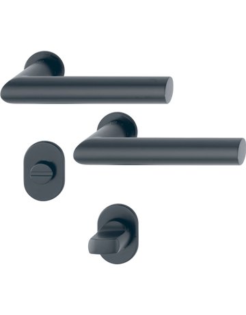 HOPPE Drückergarnitur Amsterdam E1400Z/868P/869PS-SK, Rosette, WC Schlitzkopf, Vierkant 8mm, Riegel-Vierkant 5mm, DIN Links-Rechts, TS 40 - 45mm, Befestigungstechnik ohne Stütznocken, schwarz, schwarz matt