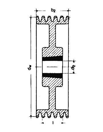 Keilrillenscheibe SPZ/10, 4-rillig, 200 mm, Taper-Buchse 2517 - Neutral