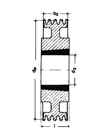 Keilrillenscheibe SPZ/10, 2-rillig, 224 mm, Taper-Buchse 2012 - Neutral