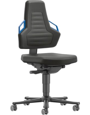 Bimos Arbeitsstuhl Nexxit 2 Griff blau Sitzhöhe 450-600 mm Stoff schwarz,mit Rol