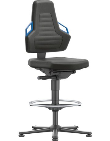 Bimos Arbeitsstuhl Nexxit 3 Griff blau Sitzhöhe 570-820 mm Stoff schwarz,Fußring