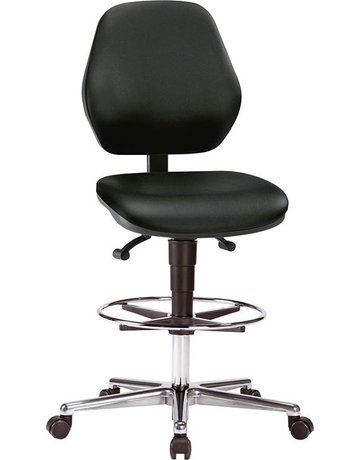 Bimos Arbeitsstuhl Kunstleder schwarz Si tzhöhe 620-870 mm mit Rollen / Fußring
