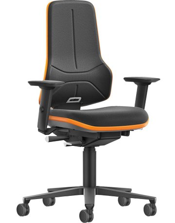 Bimos Arbeitsstuhl XXL orange mit Rollen Supertec mit Armlehnen
