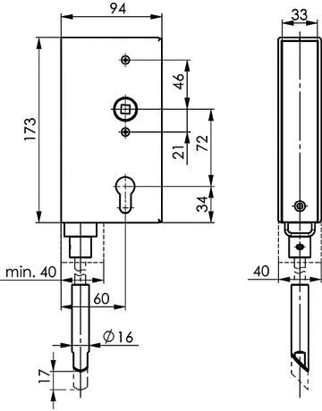 Bild Schlosskasten 140V-40,PZ, E72,VK8,D60,1t ourig,blank - AMF-1