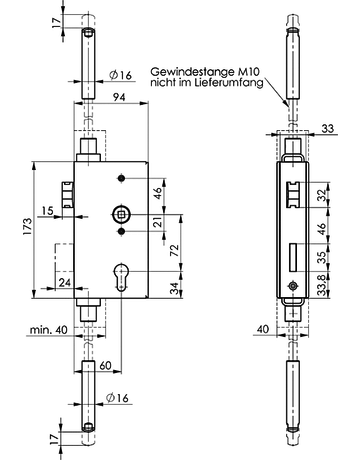 Bild Schlosskasten 140UMV-40, PZ,E72,VK8,D60, 1tourig,bl - AMF-1