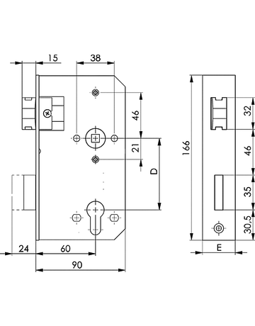 Bild Schloss verzinkt 142U/34ZW passend zu Kasten 140 U - AMF-1